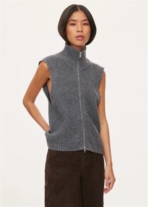 Fave knit zip vest Dark Grey Melange Oval Square